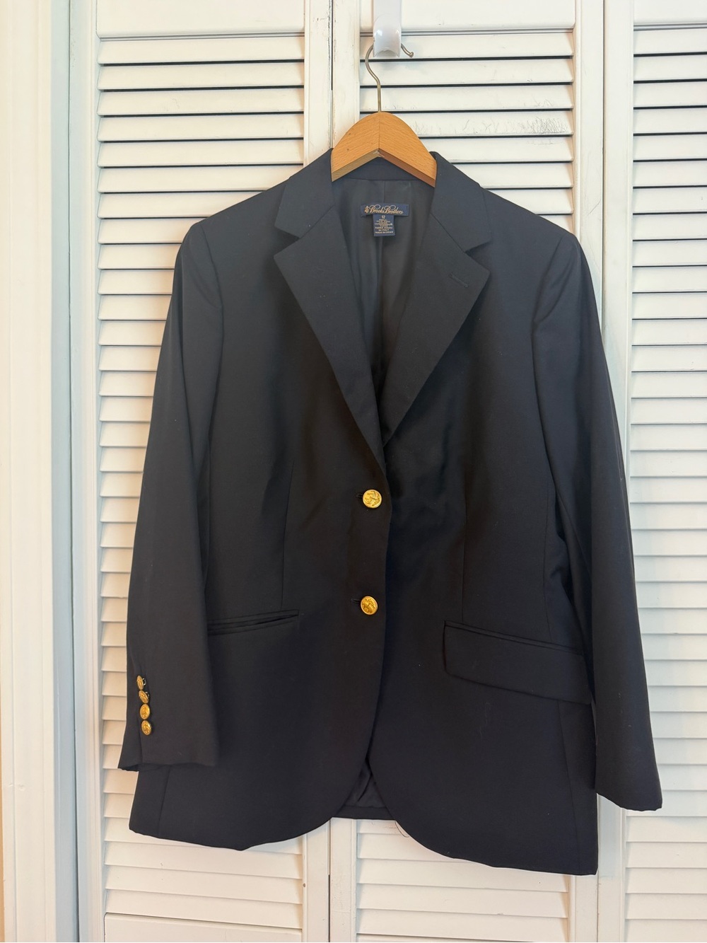 Brooks Brothers Loro Piana Wool Navy Blue Blazer Jacket 12 Two Gold Buttons Prep
